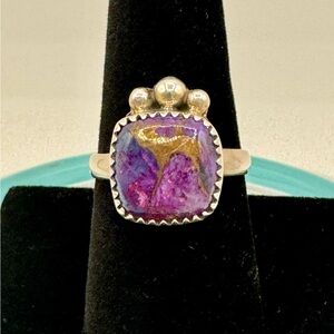 Southwest Purple Copper Mohave Turquoise Ring-925 Silver,  Size 8.5